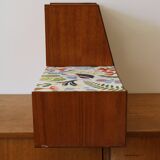 Console, Scandinavian shelf to place or wall in teak and Josef Frank pattern paper