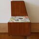 Console, freestanding or wall-mounted Scandinavian shelf in teak and paper with Josef Frank pattern.