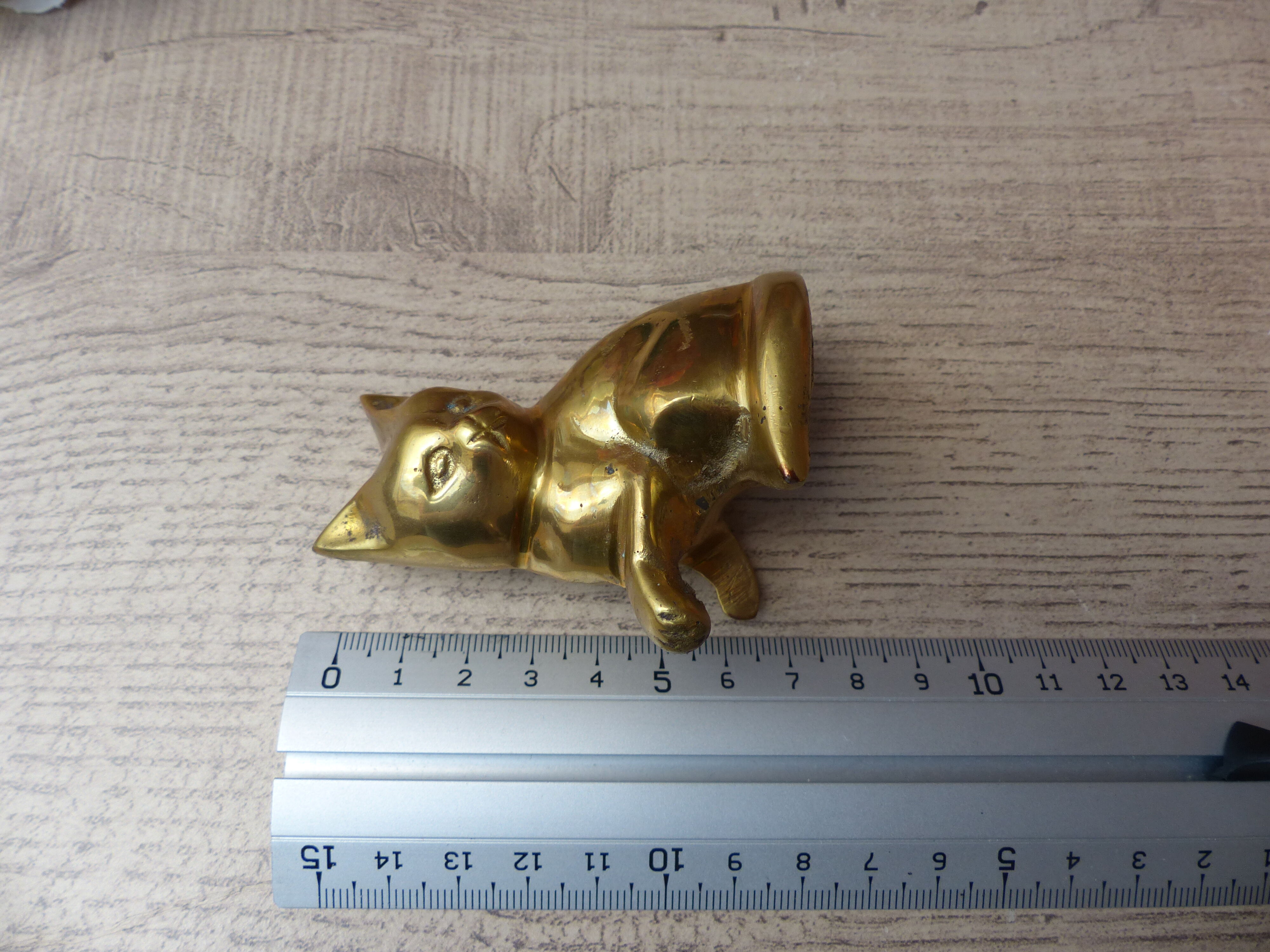 Vintage brass cat figure