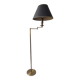 Brass reading floor lamp, adjustable arm, vintage anthracite shade.