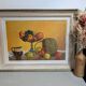 Old still life painting fruit bowl basket HST frame Montparnasse