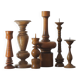 Scandinavian Wooden Candleholders, Set of 6