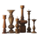 Scandinavian Wooden Candleholders, Set of 6
