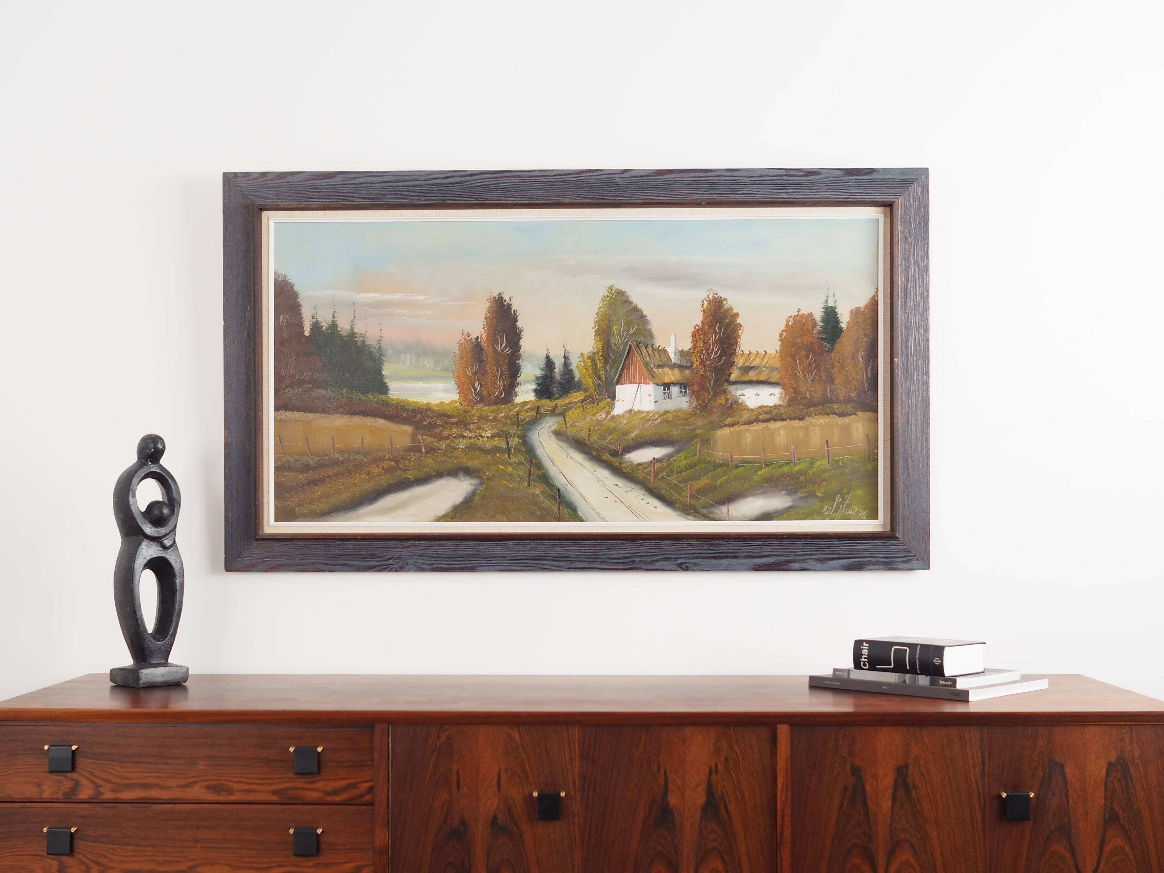 Painting „The Farmhouse on the Side”, Scandinavian design, 1970s