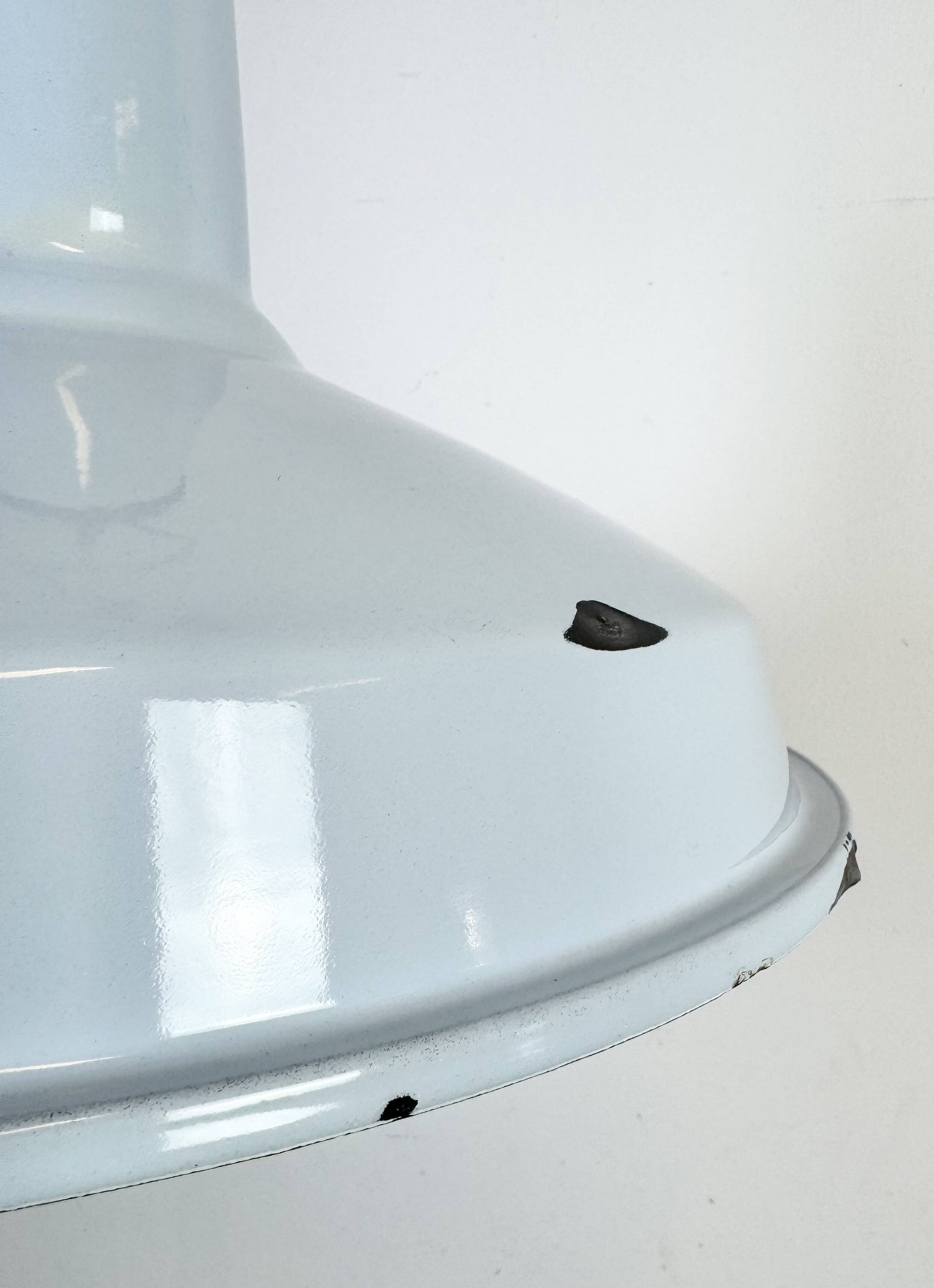 Industrial Light Blue Enamel Factory Pendant Lamp, 1960s