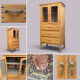 Buffet parisien vitré Art déco en bois brut
