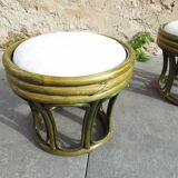 2 low bamboo stools