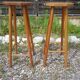 Pair wooden top stool seated bar hexagonal vintage