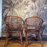 Pair of rattan basket chairs