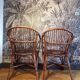 Paire de fauteuil corbeille en rotin