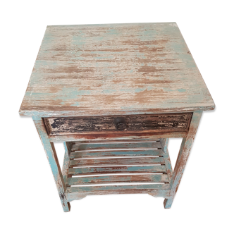 Table de chevet en bois coloré vintage