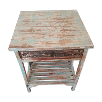 Vintage colorful wooden bedside table