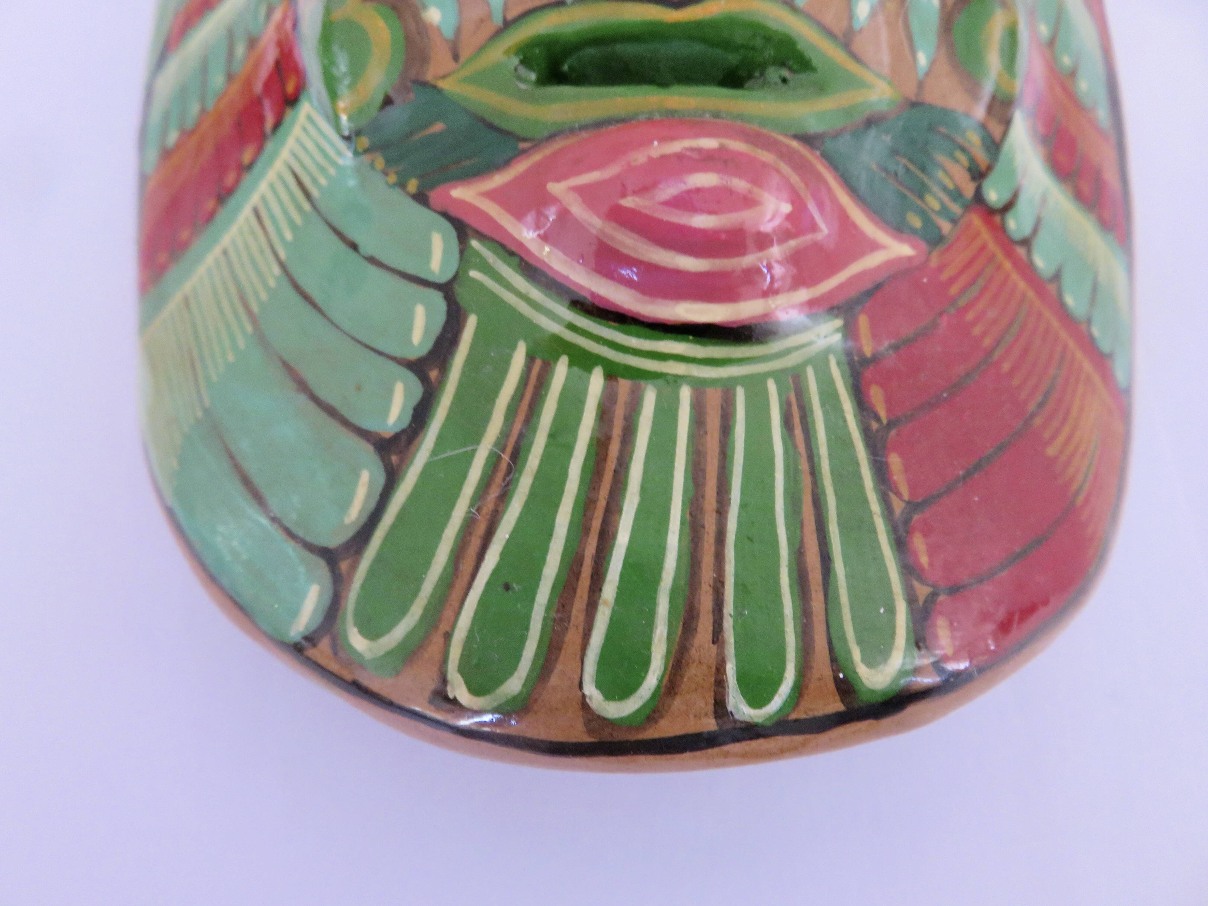 Masque Mexicain en terre cuite, art populaire Mexicain, années 70