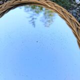 Miroir ovale vintage en osier