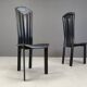 Vintage black leather dining chairs, set of 4, 1980s