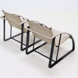 Set of 2 Post Modern Saddle Leather and Steel Armchairs 1970s