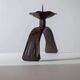 Vintage wrought iron candlestick from the 1960s, sculptural relief pattern for pillar candle, rustic Mid-Century metal, elegant gift idea.