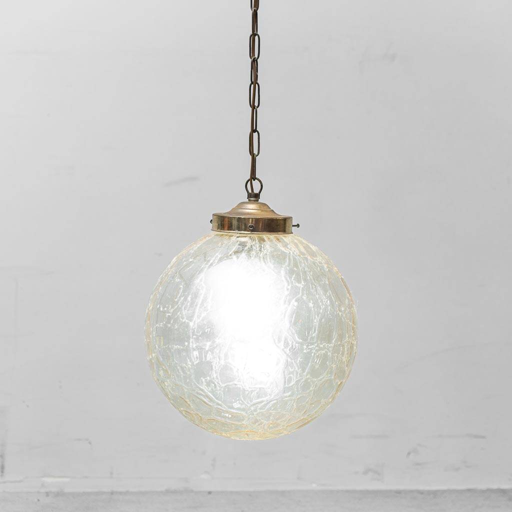 Vintage sphere chandelier in transparent glass and metal – 1960s