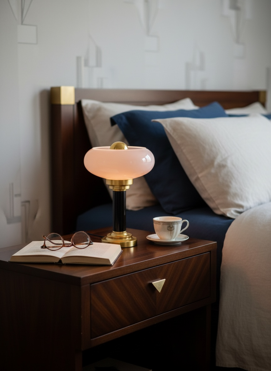 Pair of Art Deco table lamps • Antique glass & Patinated brass