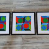 Optical Art Triptych - Victor Vasarely - 3 Frames 40x40cm