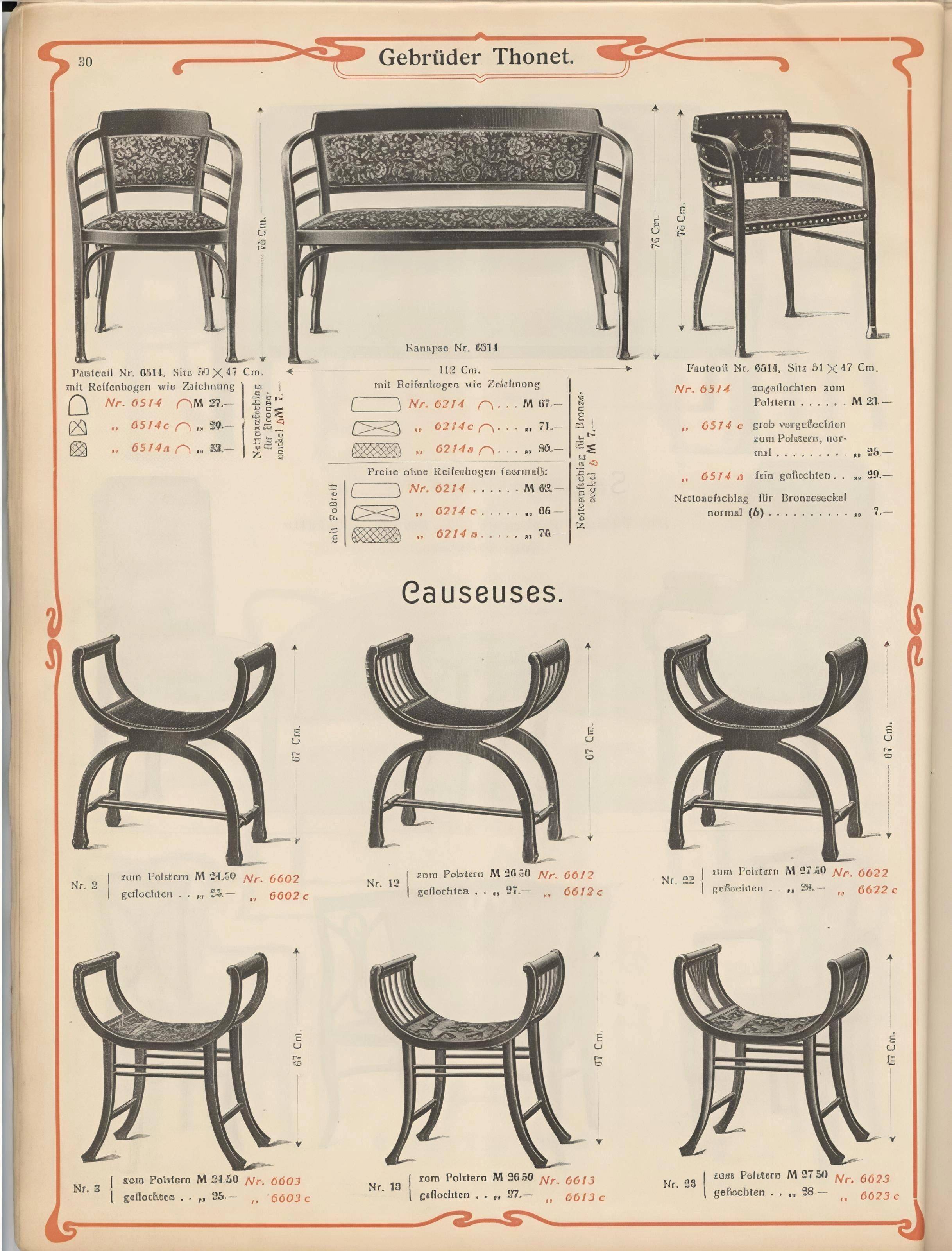 Canapé Vienna Secession No. 6214 by Otto Wagner for Thonet, 1904