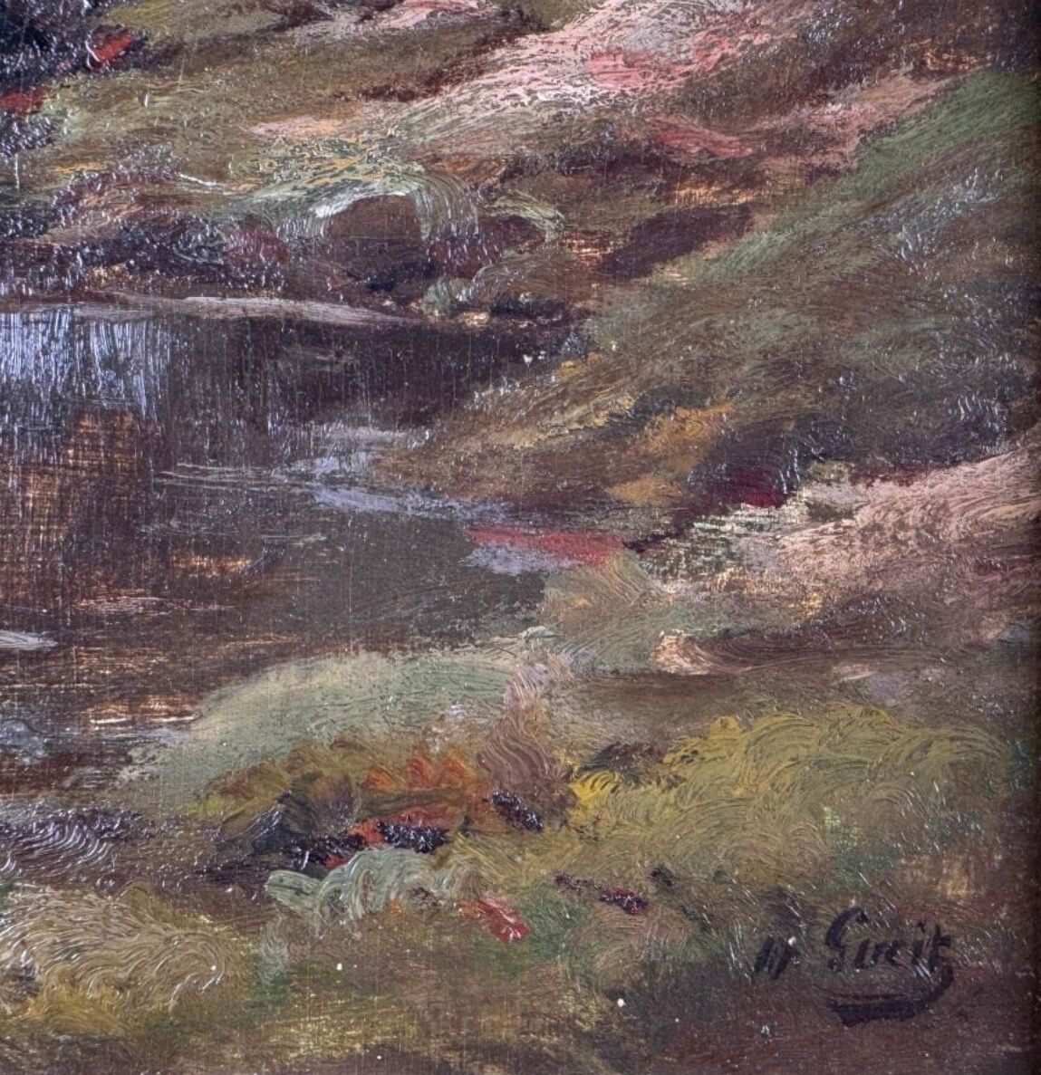 Louis Marius Gueit 1877-1956 The Dawn in the Landes signed Hsp 42 x 53cm