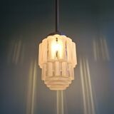 Art Deco Skyscraper suspension in frosted glass, 1930s