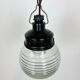 Industrial bakelite pendant light with ribbed glass, 1970s