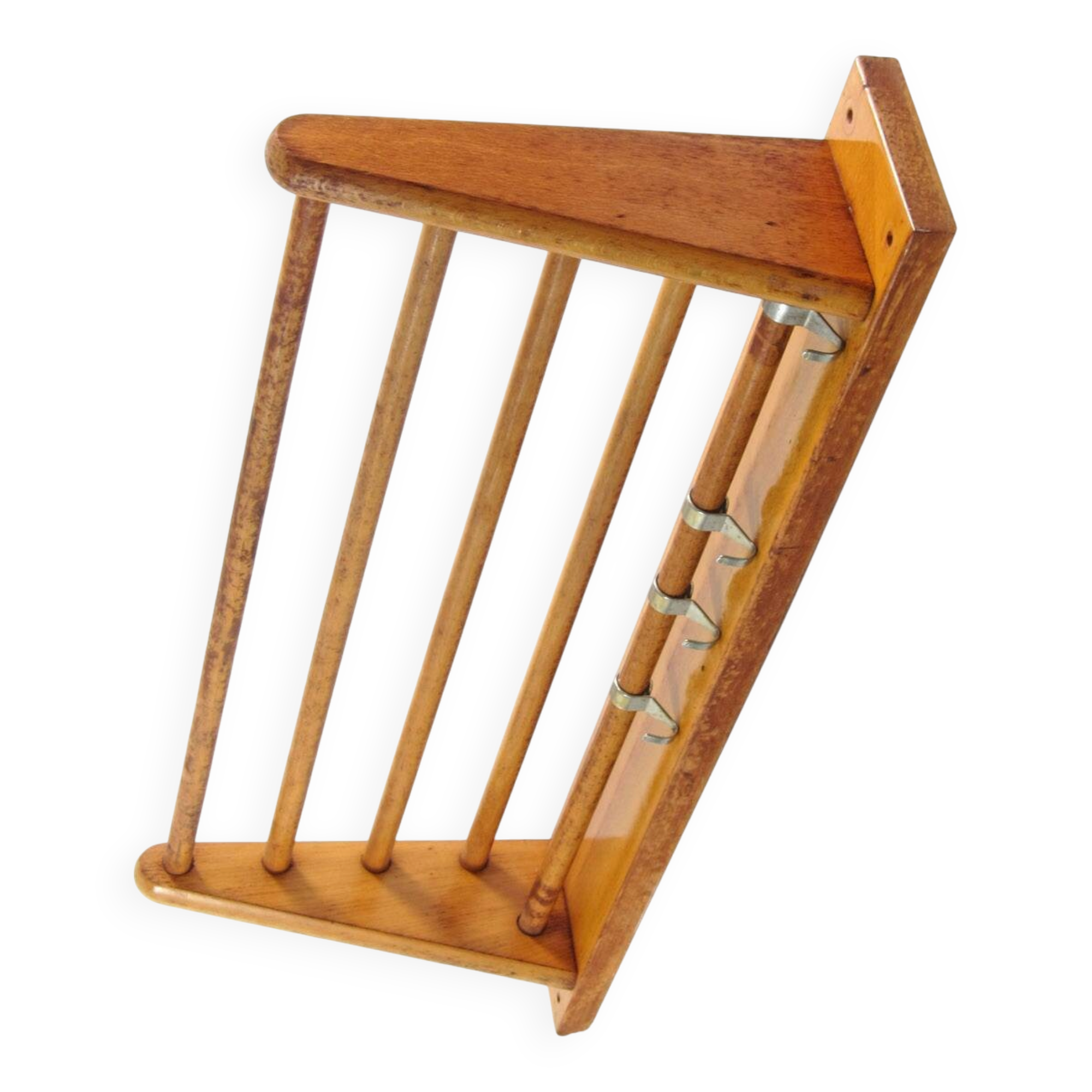 Porte-manteau en bois vintage des années 50 design Piet Zwart Bruynzeel
