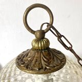 Vintage amber glass ball pendant light
