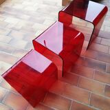 Set of 3 tables in plexiglas