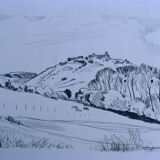 Original drawing in black chalk by Jean Villette (1913-2005)