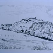 Dessin original à la pierre noire par Jean Villette (1913-2005)