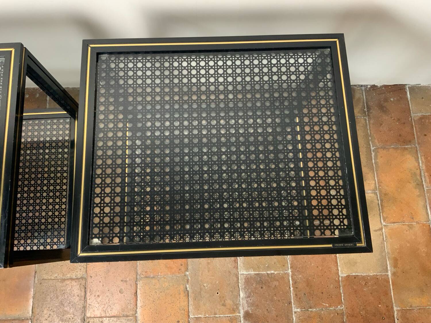 Paire de tables d’appoint vintage 70 Pierre Vandel