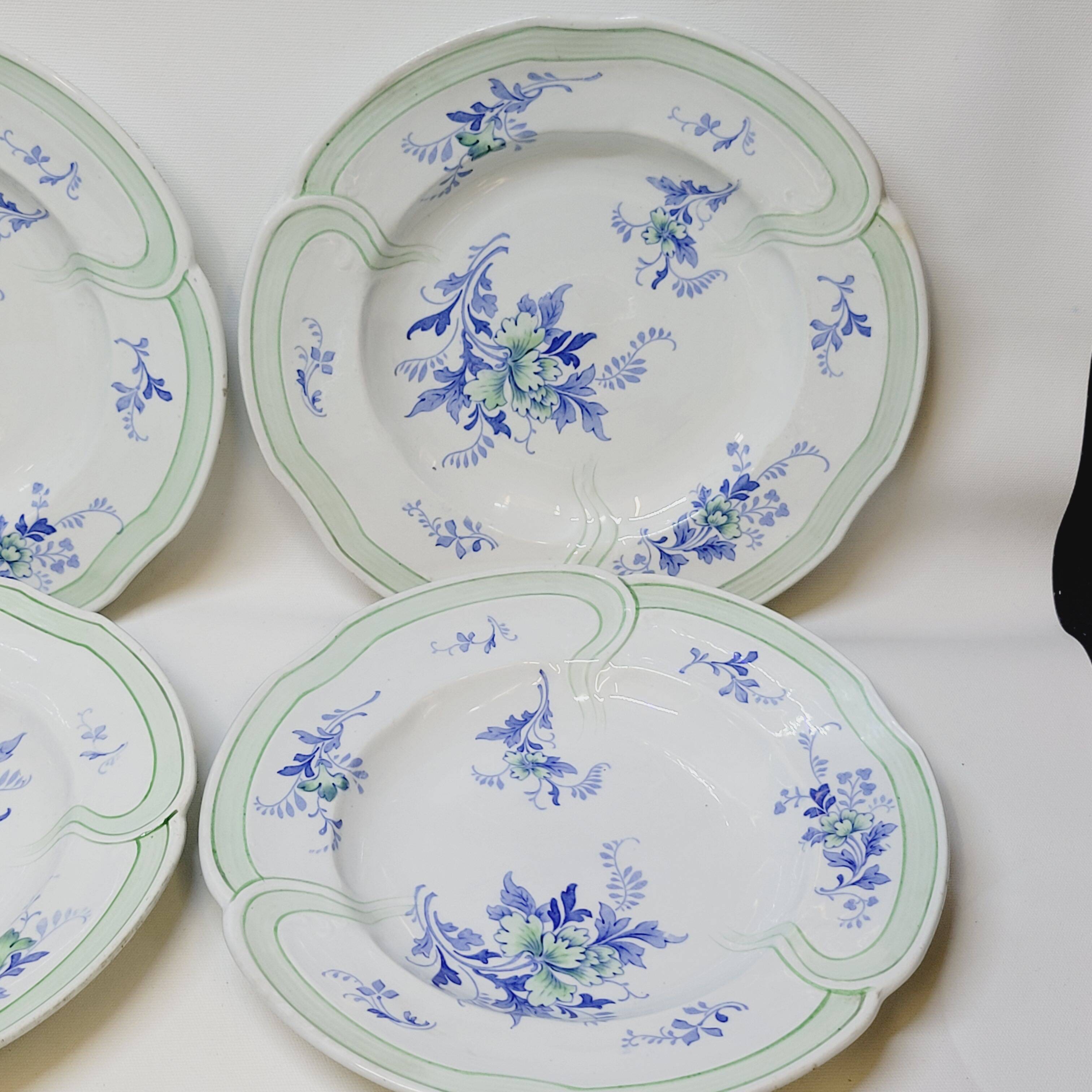 9 Antique KG Lunéville Plates, Regence Model
