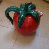 Vallauris enamelled ceramic trompe l'oeil jug with tomato and vegetable