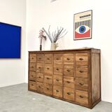 Vintage workshop furniture with 24 drawers in solid pine – 1950s