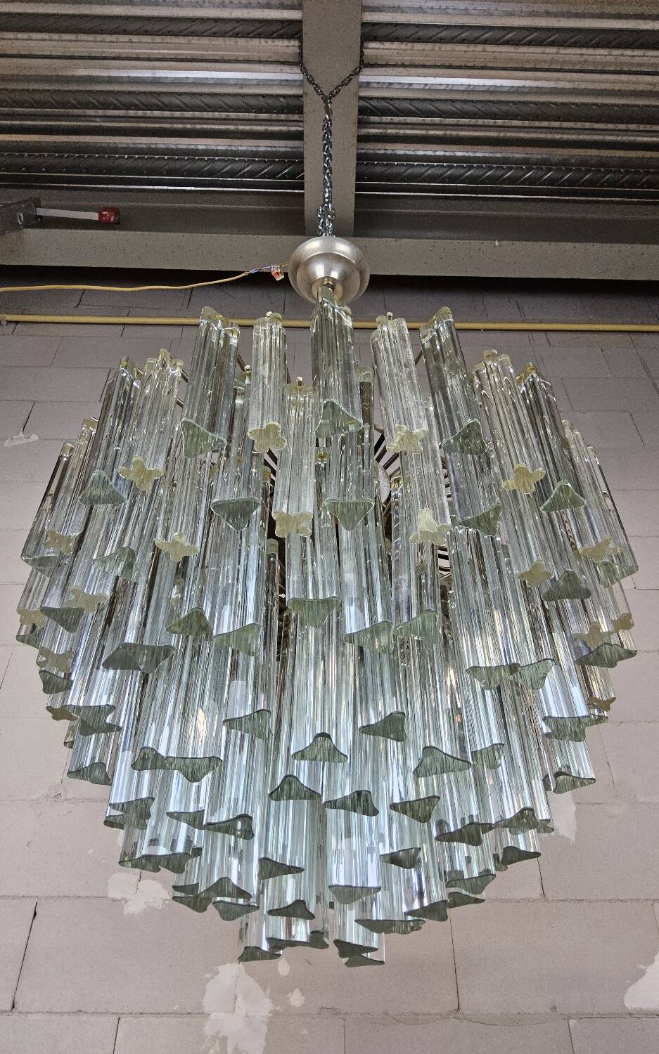 Vintage Italian crystal chandelier Venini Triedi Murano (1960s)