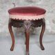Victorian style stool, wooden and pink velvet stool, piano stool