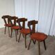 Vintage Tyrolean Dining Chairs: Set of 4, Red Fabric Seat, 1970s