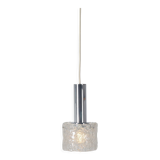 Vintage hanging lamp with 'frosted' glass and chrome, 1960s