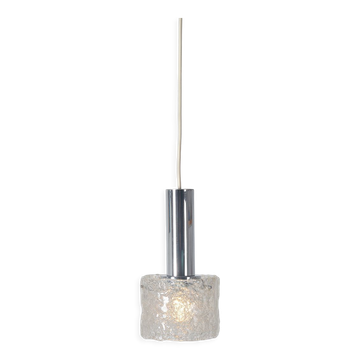 Suspension vintage avec verre « dépoli » et chrome, années 1960