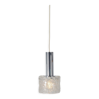 Vintage hanging lamp with 'frosted' glass and chrome, 1960s