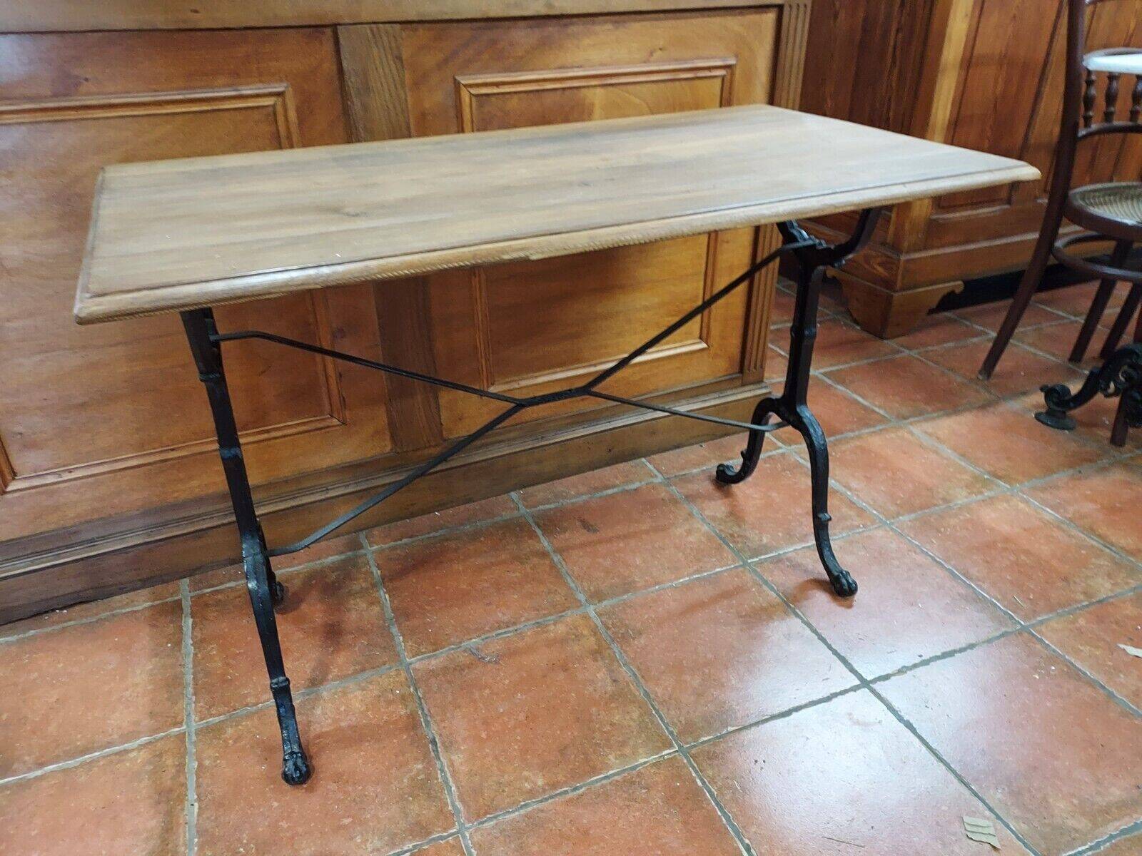 Oak and cast iron coffee table