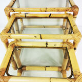 Set of 3 bamboo tables - modular, Germany, 1970s
