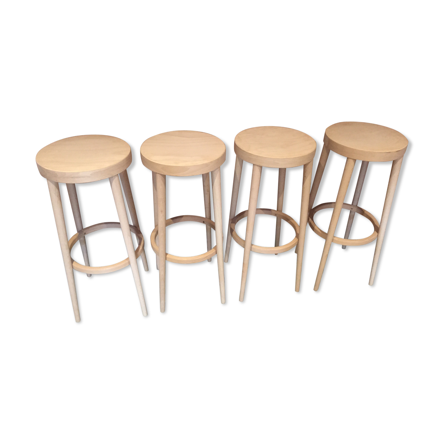 Suite of 4 Baumann stools in raw wood