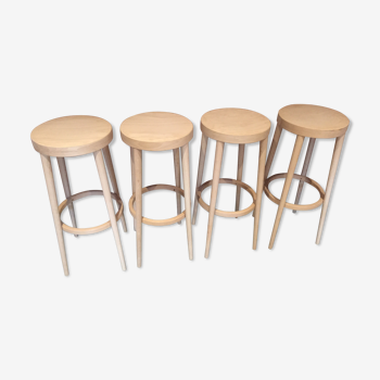 Suite of 4 Baumann stools in raw wood