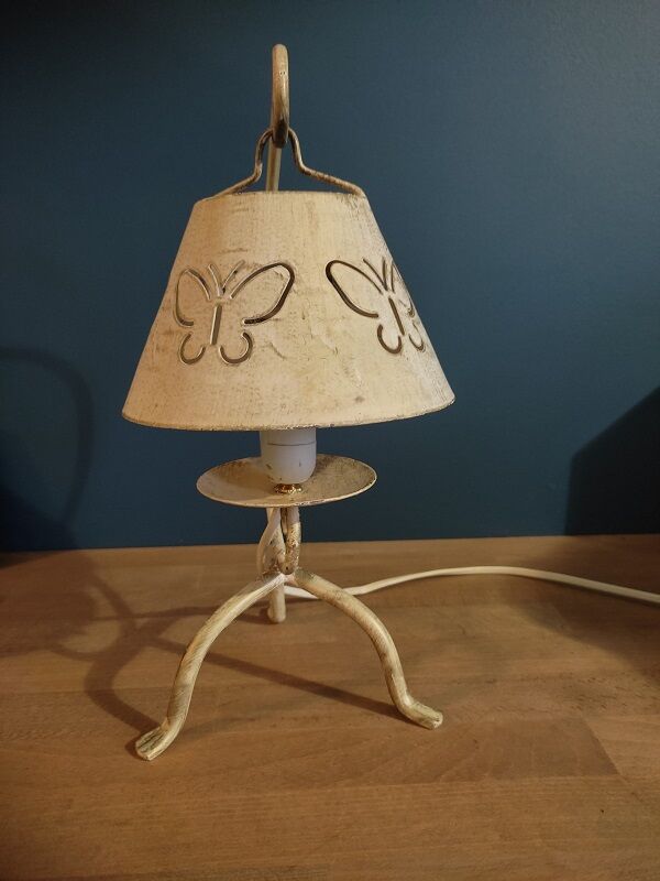 Bedside lamp room metal patinated paint butterfly