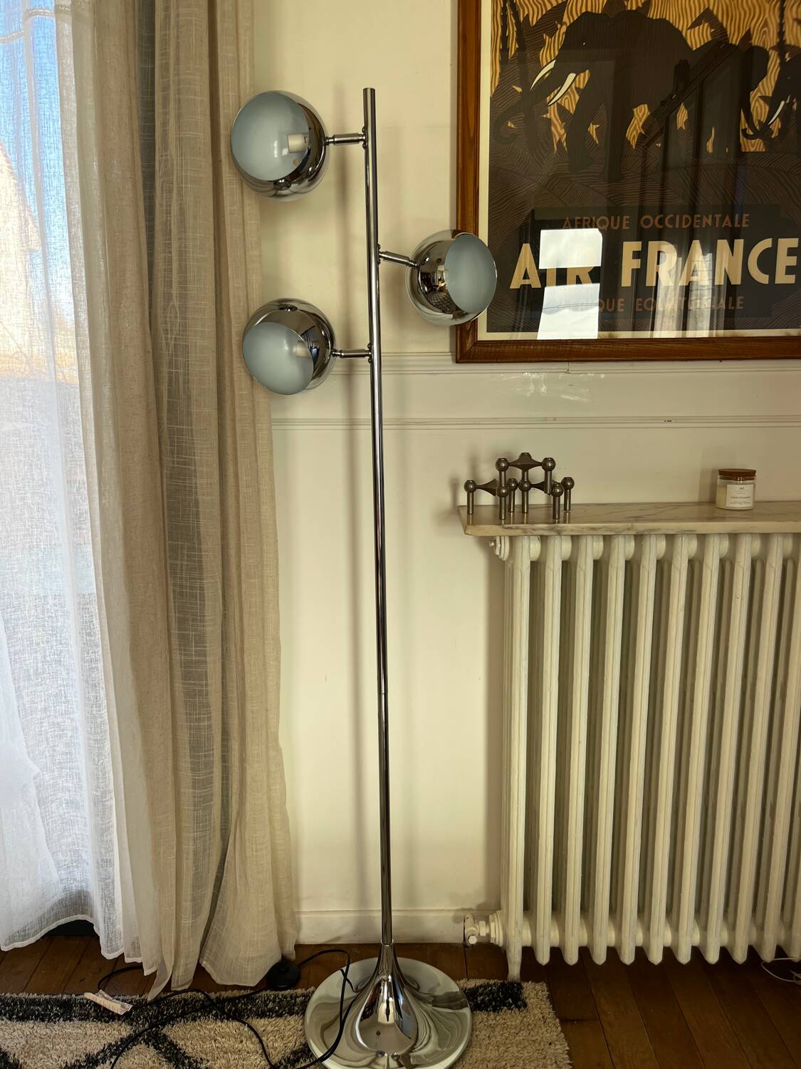 Vintage chrome floor lamp - 60s-70s - Space Age / Mid-Century Mo style