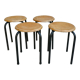 Lot de 4 tabourets d'école en bois et métal